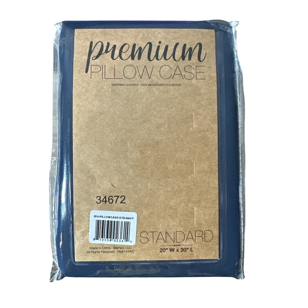 Premium Pillowcases Set of 2 Standard 20" x 30" NAVY Blue NEW 100% Microfiber